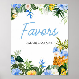 Aloha Pineapple Baby Shower Favors Sign Poster