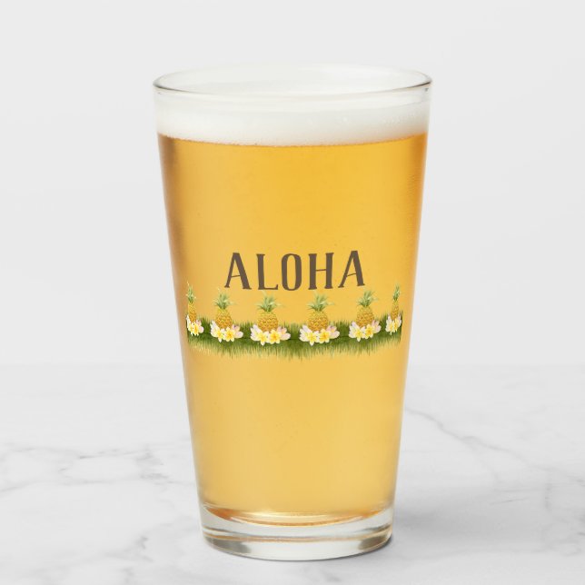 Aloha Pineapple Border Glas (Vorne (Gefüllt))