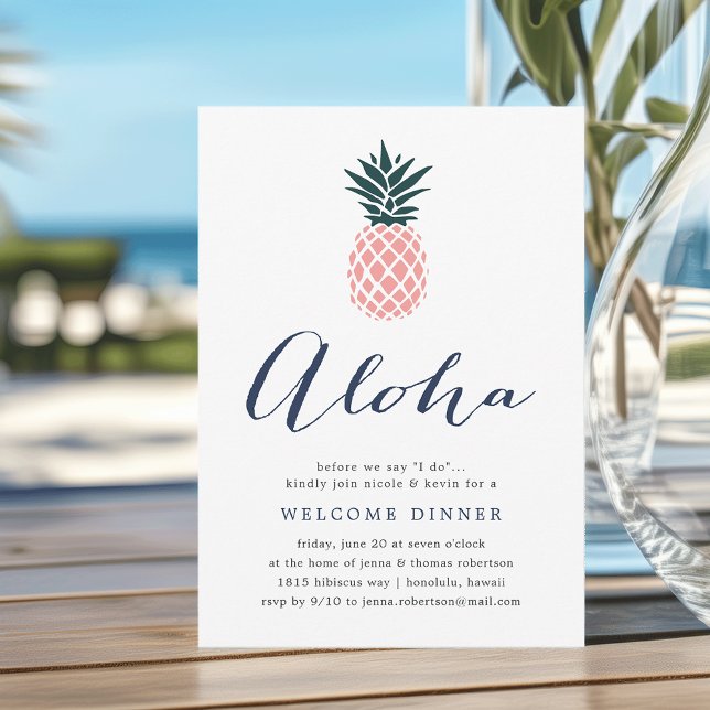 Aloha Pink Ananas Begrüßungsessen Einladung (Von Creator hochgeladen)