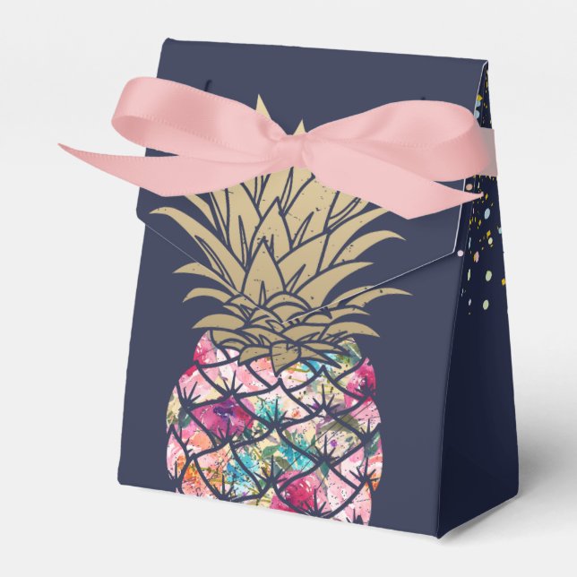Aloha Pink Ananas Blauer Geburtstag Geschenkschachtel (Vorderseite)