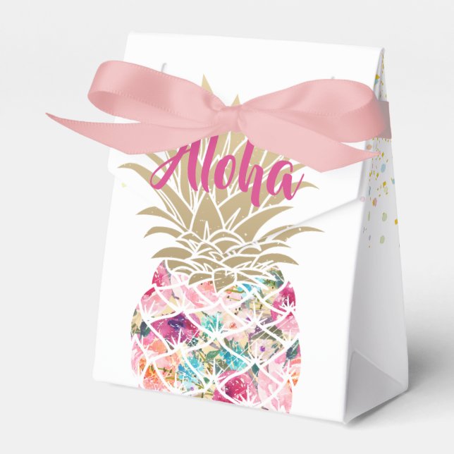 Aloha Pink Ananas Floral Birthday Favor Box Geschenkschachtel (Vorderseite)