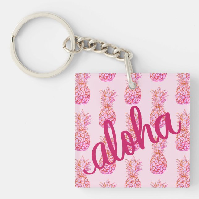 Aloha Pink Ananas Schlüsselanhänger Mini (Vorderseite)