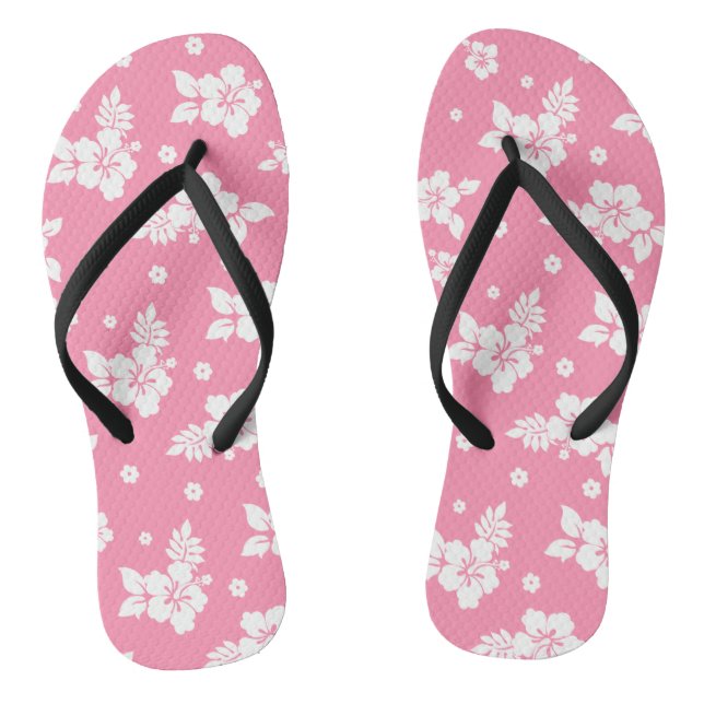 Aloha Pink Classic Hawaiian Seamless Pattern Flip Flops (Fußbett)