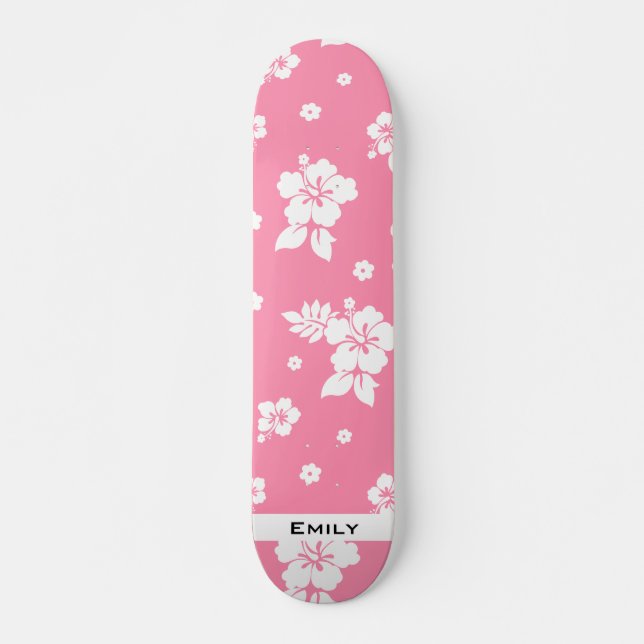 Aloha Pink Classic Hawaiian Seamless Pattern Skateboard (Vorne)