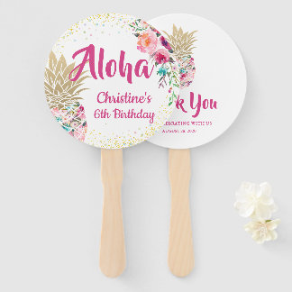 Aloha Pink Gold Ananas Geburtstag Gnade Hand Fan Fächer