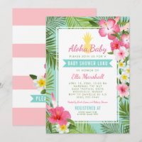 Aloha Pink Tropical Floral Baby Dusche Luau