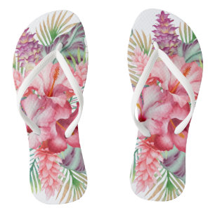 Aloha Pink Tropical Floral Flip Flops