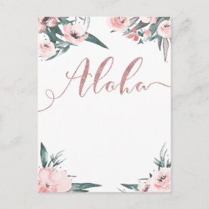 Aloha Pink Tropical Floral Modern Save the Date Ankündigungspostkarte
