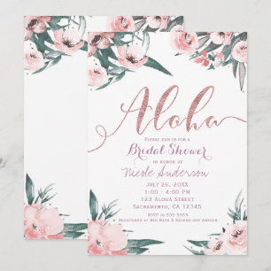 Aloha Pink Tropical Summer Floral Brautparty Einladung