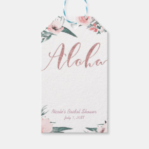 Aloha Pink Tropicaler Sommer Blumen Hochzeitsdusch Geschenkanhänger