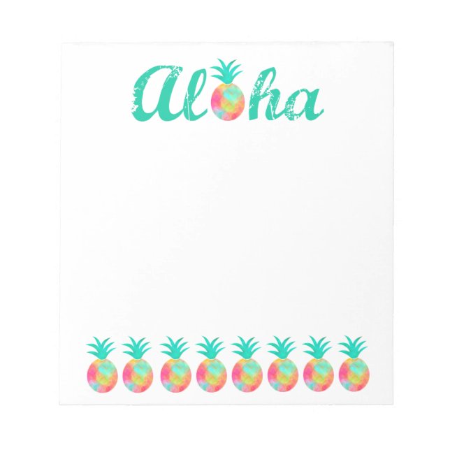 Aloha Pink Wasserfarben Ananas Notizblock (Vorderseite)