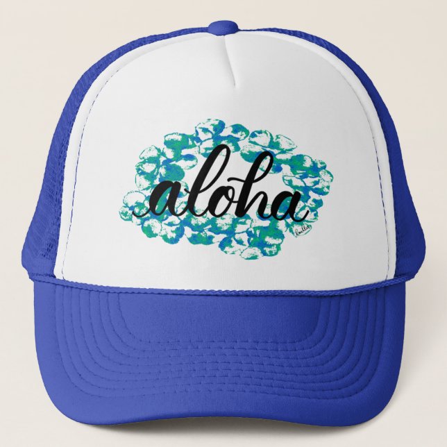Aloha Plumeria-Leu-Fernlastfahrer-Hut Truckerkappe (Vorderseite)