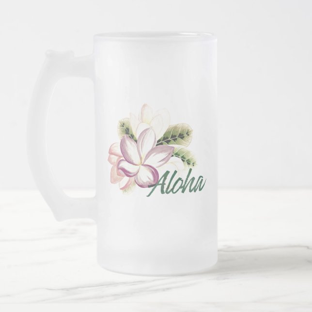 Aloha Plumeria Mattglas Bierglas (Links)