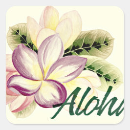 Aloha Plumeria Quadratischer Aufkleber