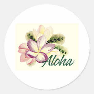 Aloha Plumeria Runder Aufkleber