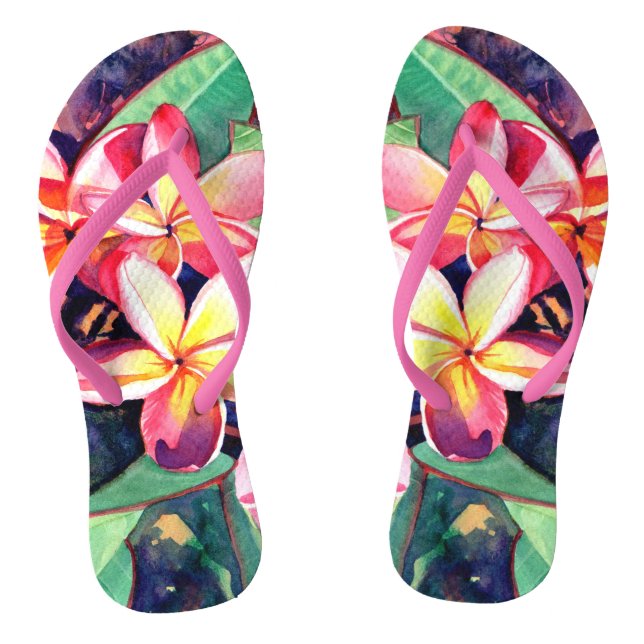 Aloha Plumeria Slippers Flip Flops (Fußbett)
