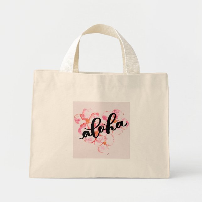 Aloha Plumeria Tote Bag Mini Stoffbeutel (Vorne)