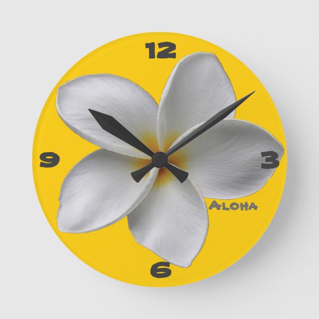 Aloha Plumeria Wall Clock Runde Wanduhr (Vorderseite)
