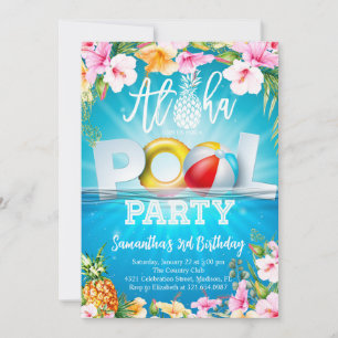 Aloha Pool Party Geburtstag Einladung