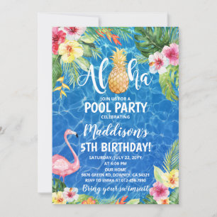 Aloha Pool Party Tropische Ananas Geburtstag Einladung