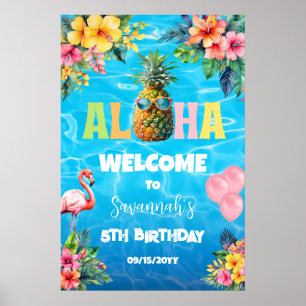 Aloha-Poolparty-Geburtstagsbegrüßung Poster