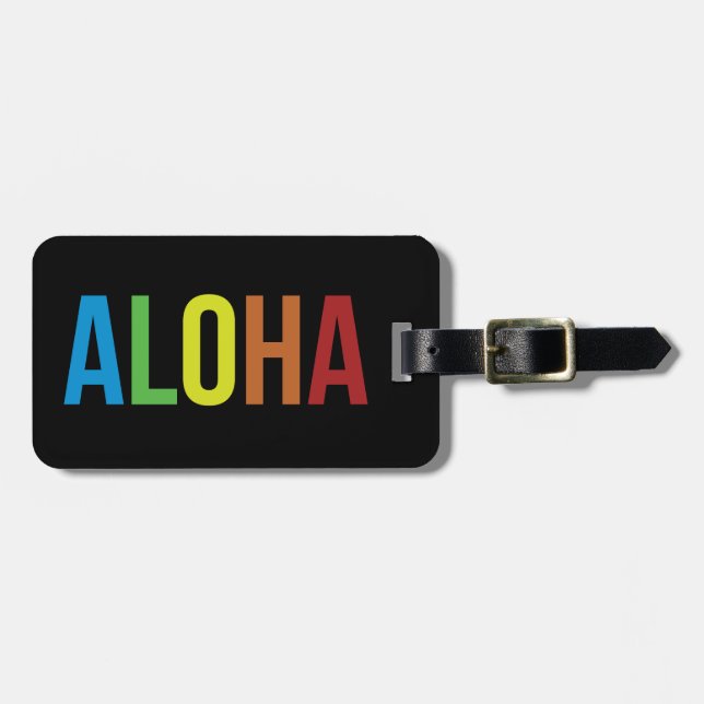 Aloha Rainbow Black Gepäckanhänger (Vorderseite horizontal)