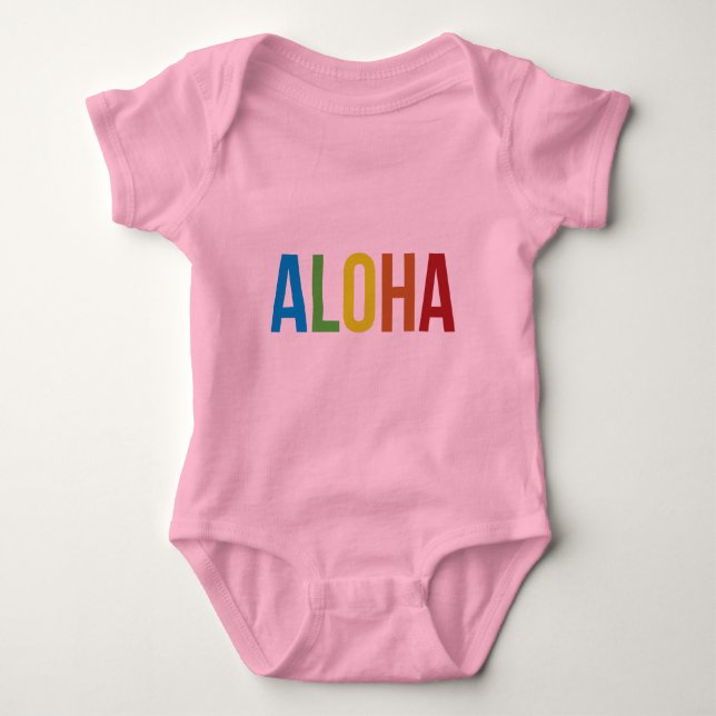 Aloha Rainbow Pink Baby Strampler (Vorderseite)