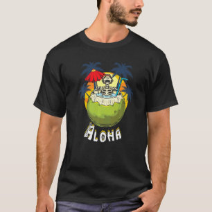 Aloha Retro Hawaii Sommer Vintage Getränk Skelett T-Shirt
