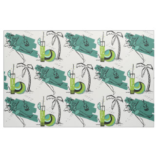 ALOHA: RETRO STRAND GRAFIK IN AQUA UND GREEN STOFF