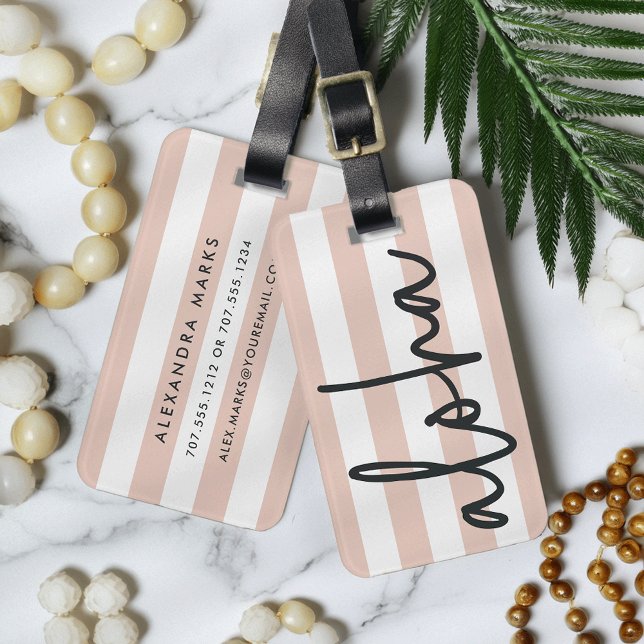 Aloha | Rosa Personalisiert Gepäckanhänger (Von Creator hochgeladen)