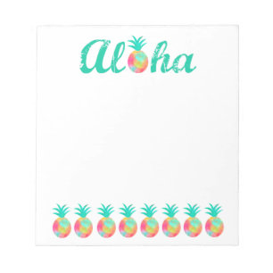 Aloha Rosa Wasserfarben-Ananas Notizblock