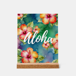 Aloha schöne Hibiskus Blume Muster Hawaii Acrylschild