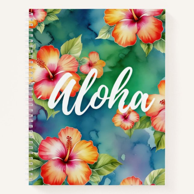 Aloha schöne Hibiskus Blume Muster Hawaii Notizbuch (Vorderseite)