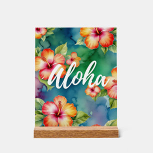 Aloha schöne Hibiskus-Blumenmuster Hawaii Acrylschild