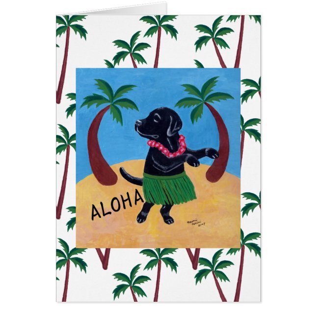 Aloha schwarze Labrador-Malerei (Vorne)
