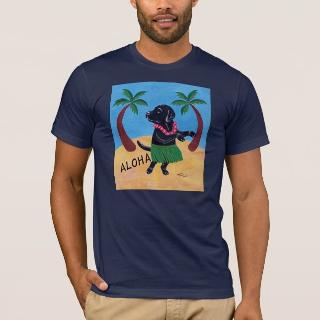Aloha schwarzer Labrador T-Shirt (Vorderseite)