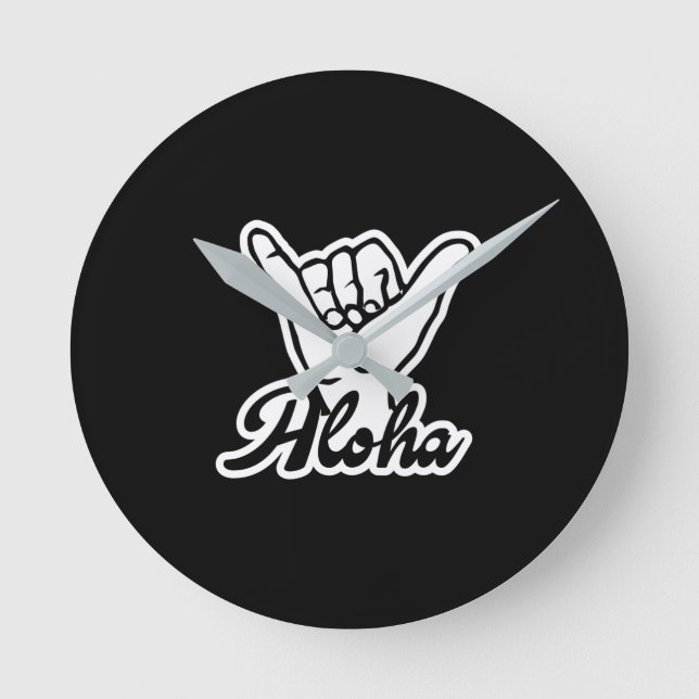 Aloha Shaka Hand, Hang Loose-Zeichen Runde Wanduhr (Vorderseite)