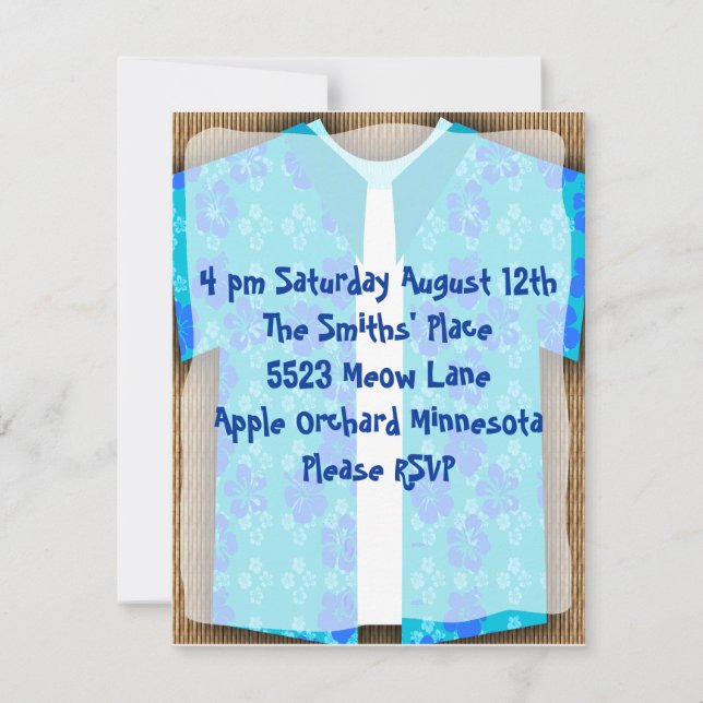 Aloha Shirt Luau Tiki Party Einladung (Vorderseite)