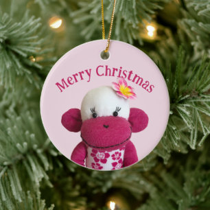 Aloha Sock Monkey (Girl) Keramik Ornament