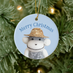 Aloha Sock Monkey (Junge) Keramik Ornament