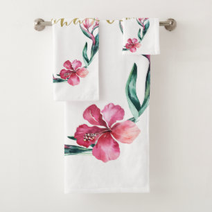 Aloha Sommer Floral Hibiskus Blumenkranz Badhandtuch Set