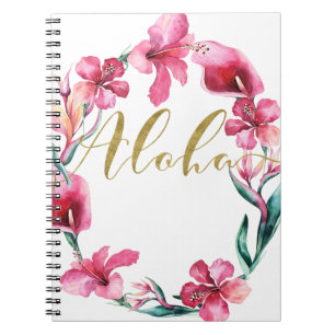 Aloha Sommer Floral Hibiskus Blumenkranz Notizblock
