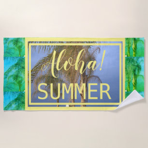 Aloha Sommer Grüne Palmen Strandtuch