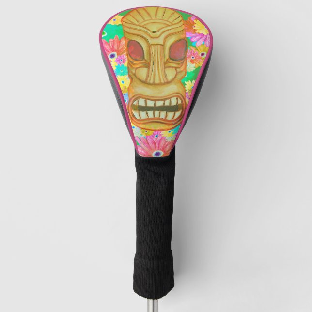 Aloha Sommer Tiki Kopf  Golf Headcover (Vorderseite)