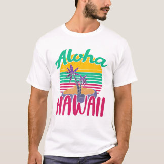 Aloha Sommerferien Tropische Palmen Bäume Retro Ha T-Shirt