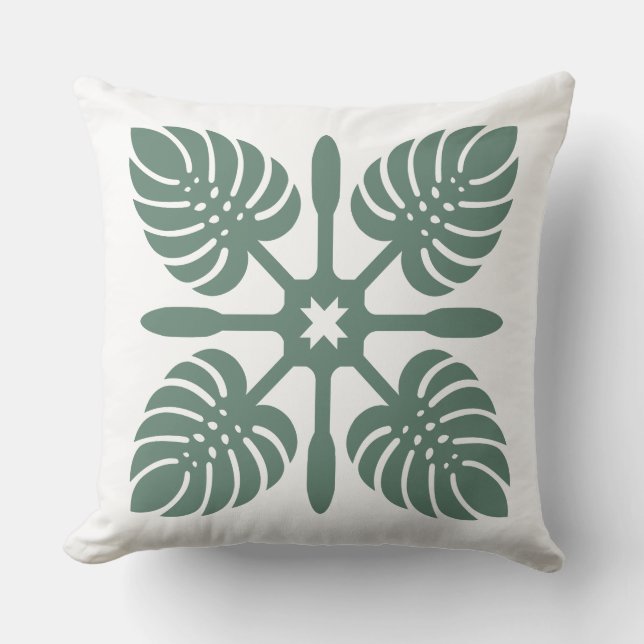 Aloha Spirit Hawaiian Quilt - Monstera & Paddles Kissen (Vorderseite)