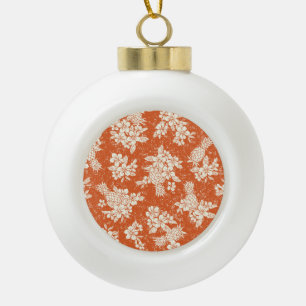 Aloha Spirit: Hibiskus-Ananas Harmonie. Keramik Kugel-Ornament
