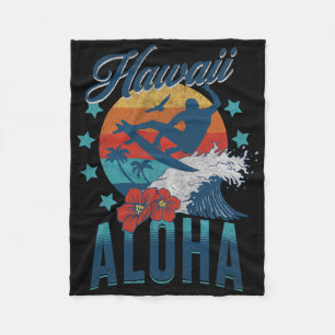 Aloha Strand Hawaii Surfen Vintage Hawaiian Retro Fleecedecke