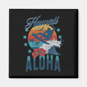 Aloha Strand Hawaii Surfen Vintage Hawaiian Retro Magnet