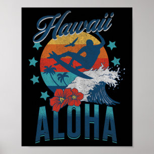 Aloha Strand Hawaii Surfen Vintage Hawaiian Retro  Poster